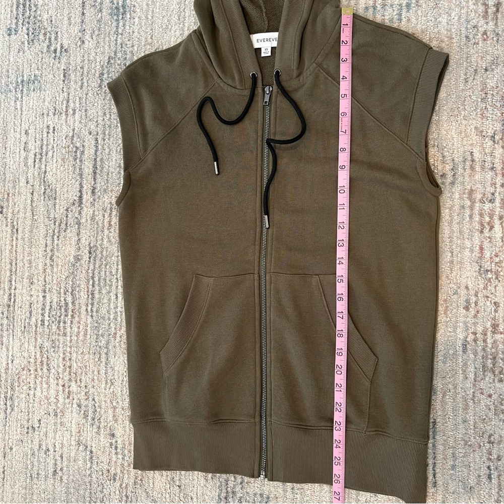 Evereve Whitley Sleeveless Zip‎ Up Hooded Sweatshirt Vest Green Womens Size XS - Picture 8 of 10